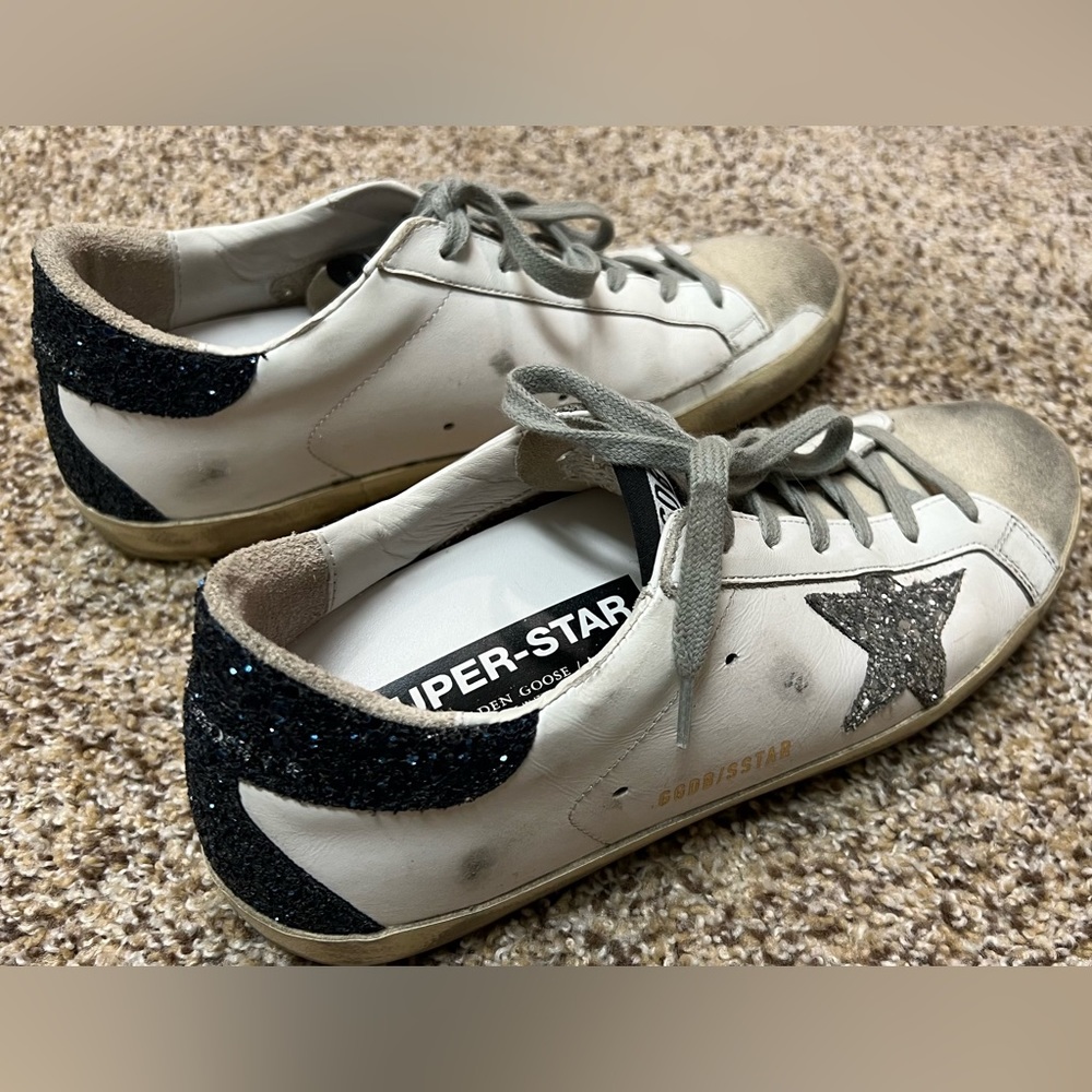 Golden Goose Women’s sneakers silver navy sparkly size 40. - Picture 5 of 11